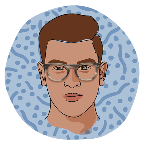 Brown red hair: eyeglasses