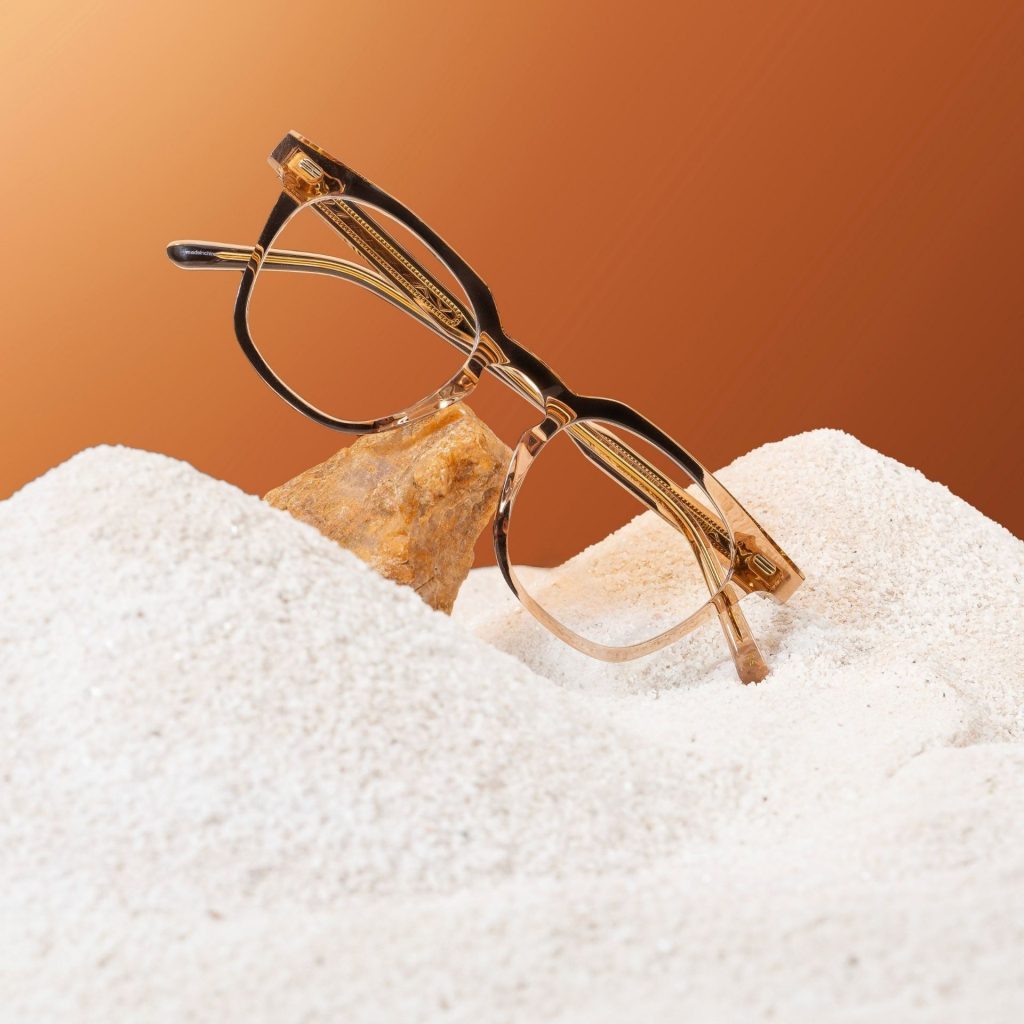 Glasses on Brown Background