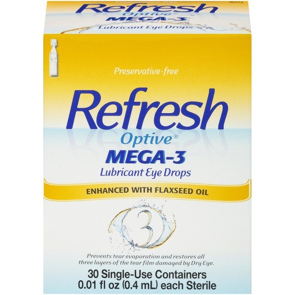 Refresh lubricant eye drops for dry eye relief.