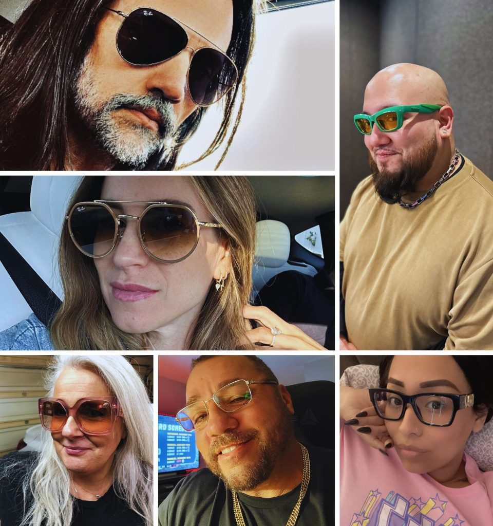 A collage of photos of EZContacts customers wearing their new eyewear