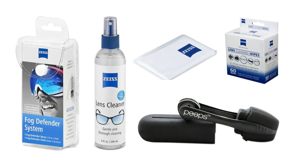 A collage of lens cleaning products