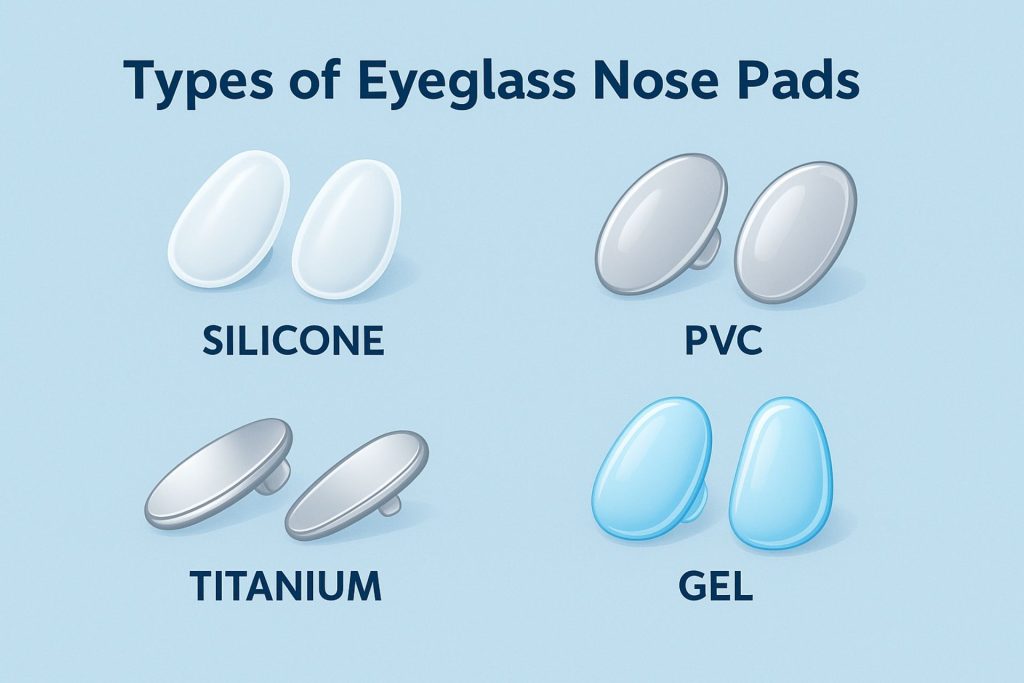 Types of Eyeglass Nose Pads: Silicone, PVC, Titanium, Gel