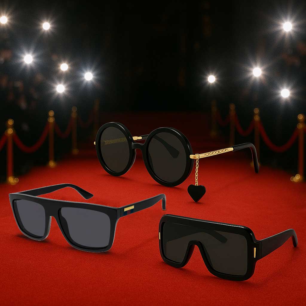 Designer shades on the Met Gala red carpet: (L) Gucci GG0748S, (C) Gucci GG0726S, (R) Ferragamo SF2061SE