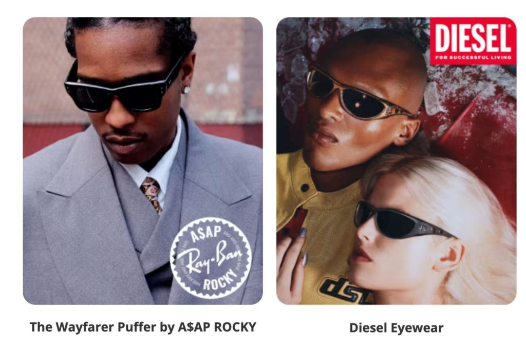 Frames Direct website featuring Ray-Ban and Diesel collections