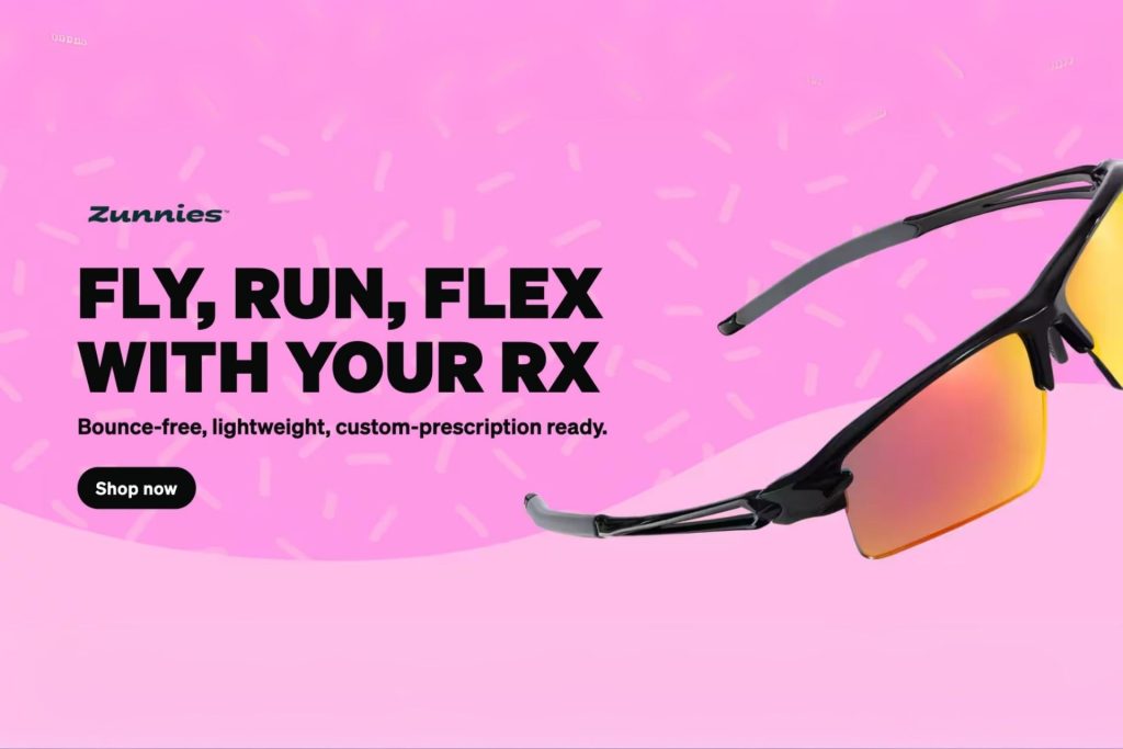 Zenni-branded protective sports sunglasses featuring multi-colored lenses