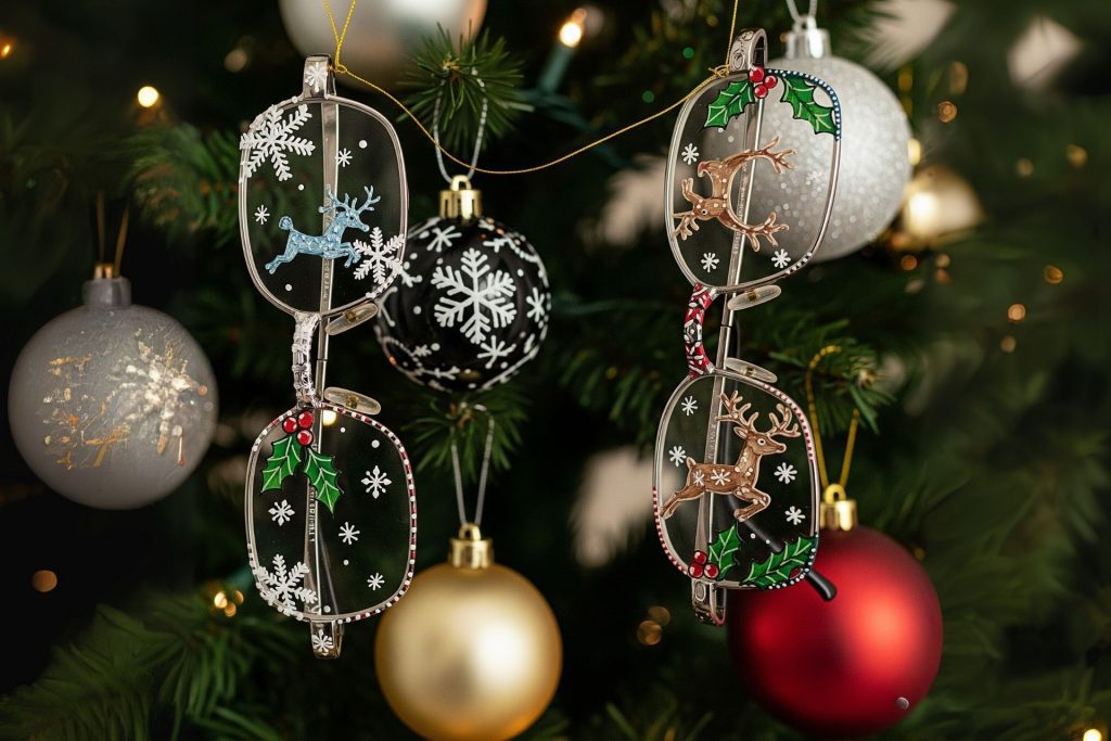 Christmas ornaments made from old eyeglasses