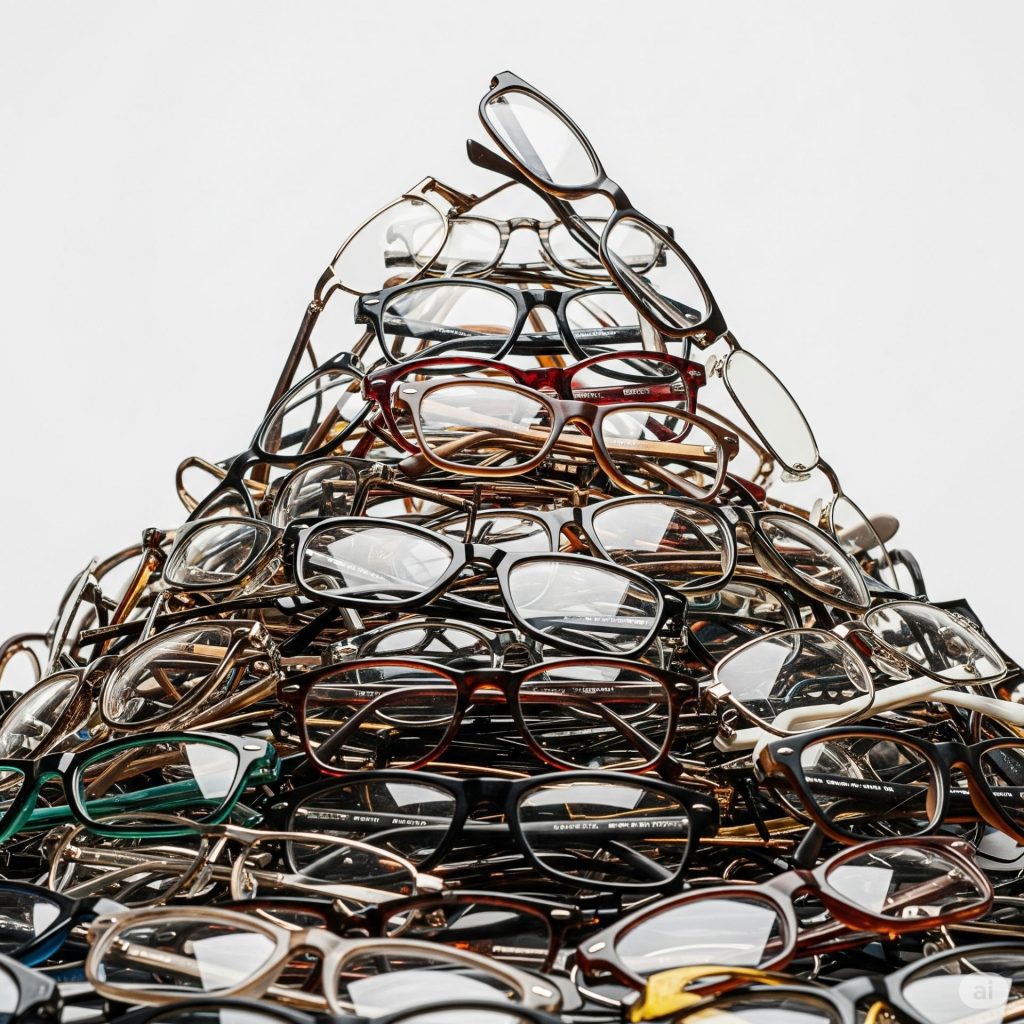 A huge pile of discarded glasses
