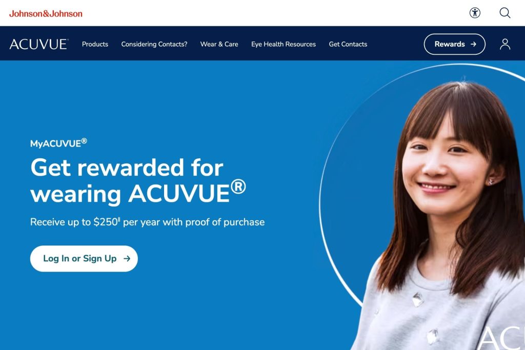 MyACUVUE® Rewards landing page