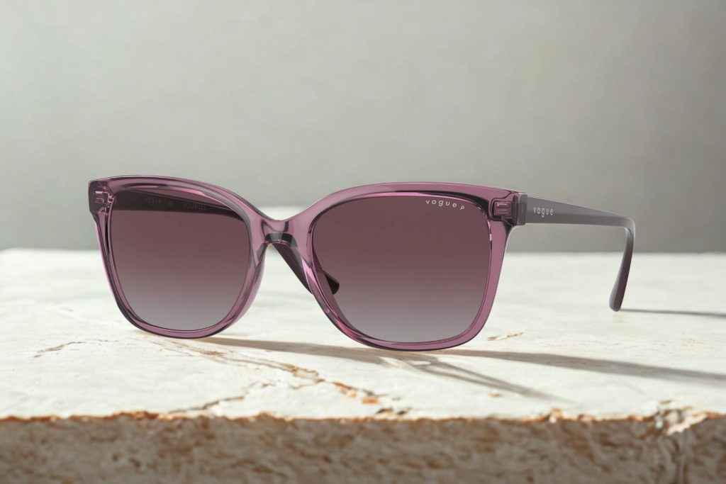 Transparent purple frames with grey gradient dark violet lenses