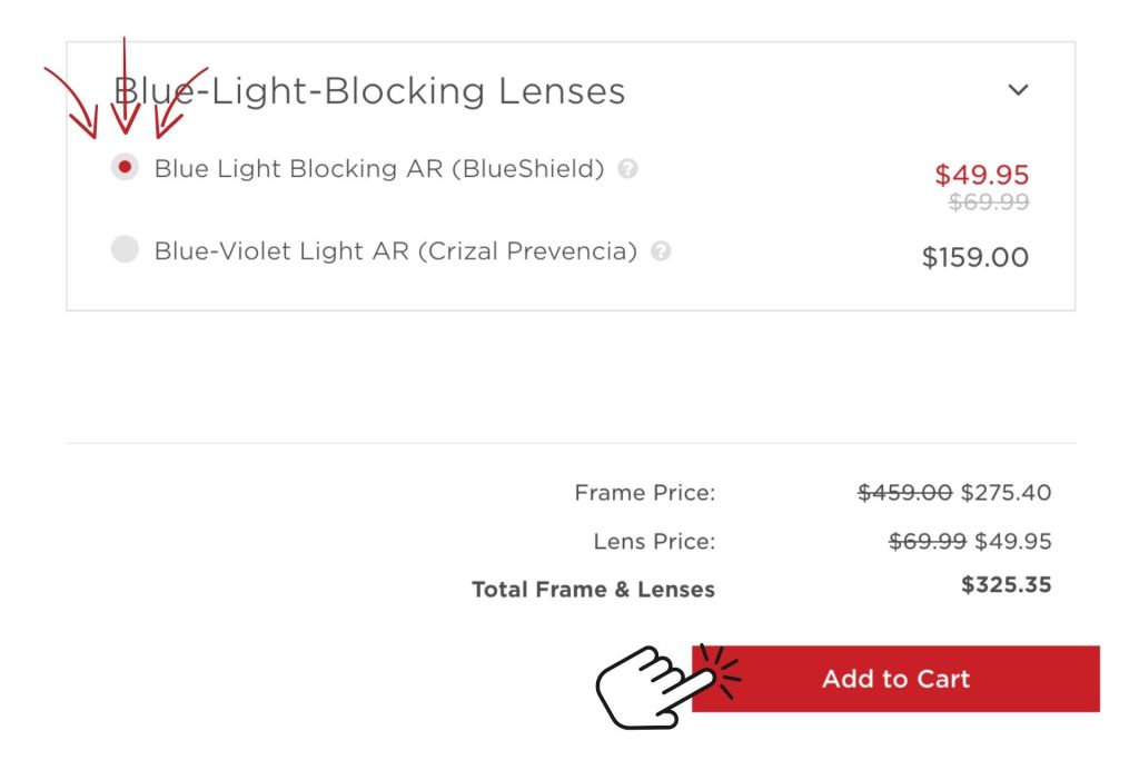 Blue Light Glasses Checkout