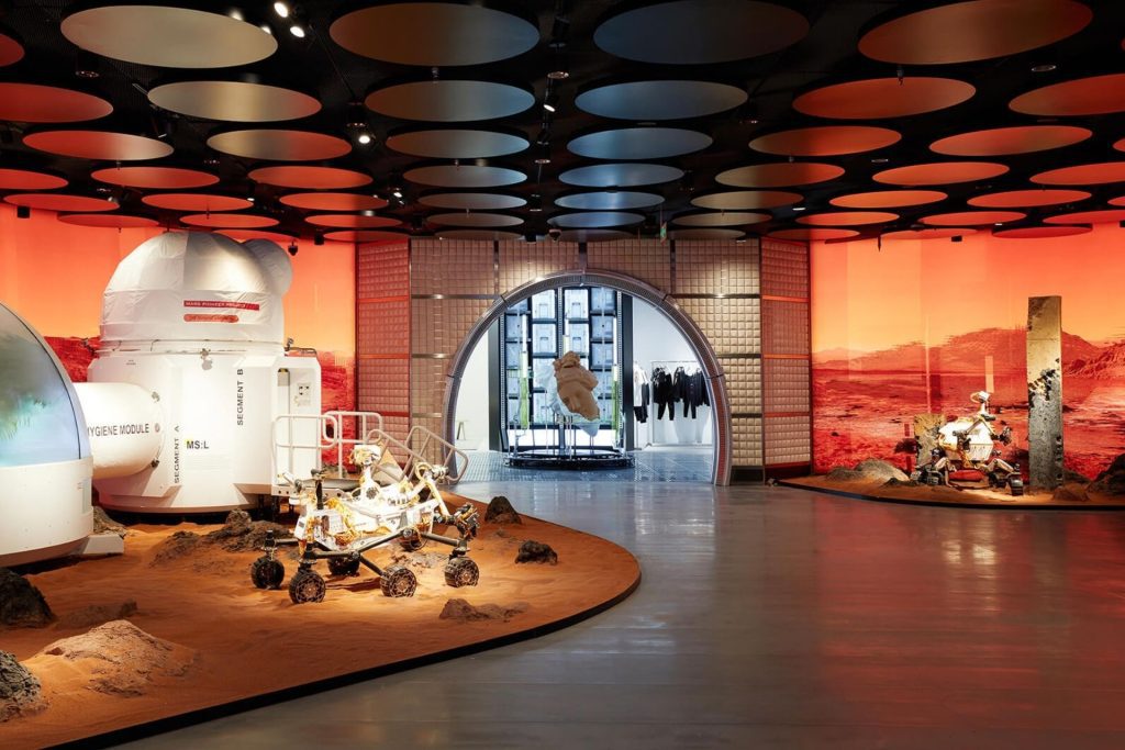 Gentle Monster eyewear store featuring Mars robot installation