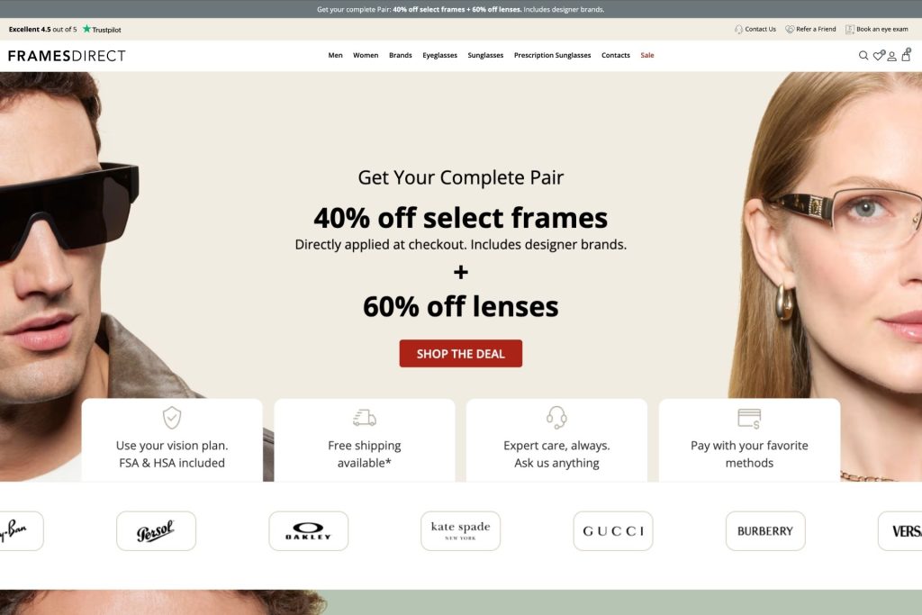 FramesDirect homepage
