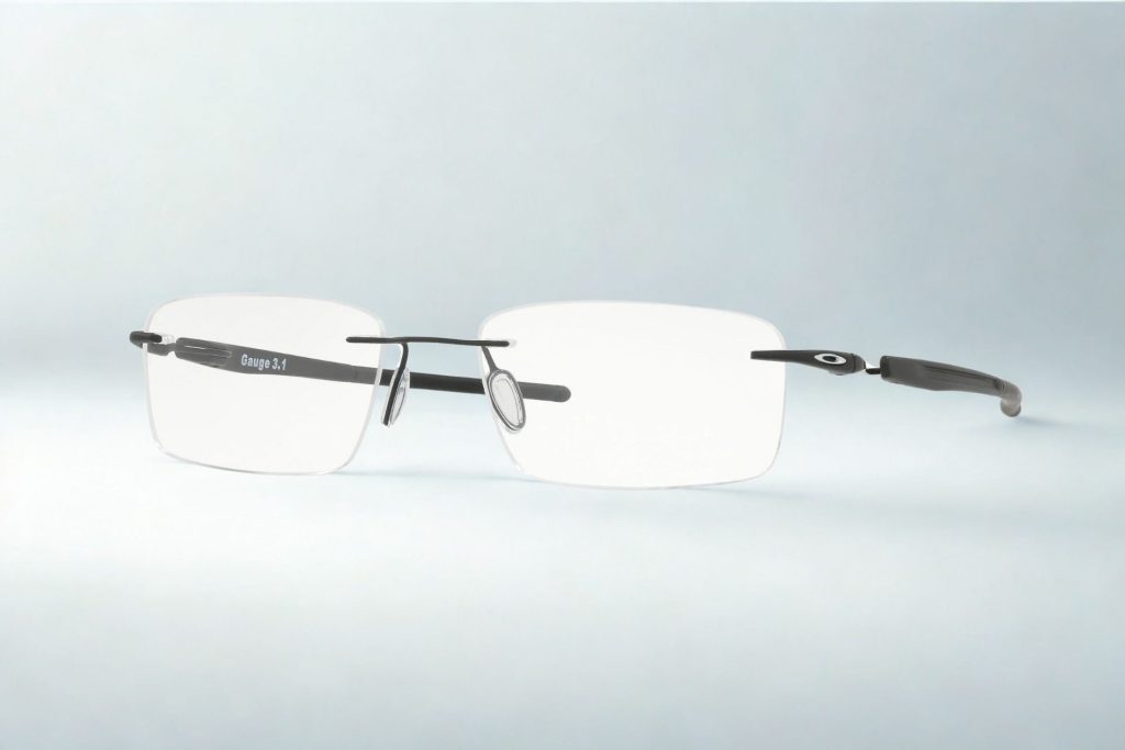 Oakley GAUGE 3.1 OX5126 rectangle rimless eyeglasses featuring black arms