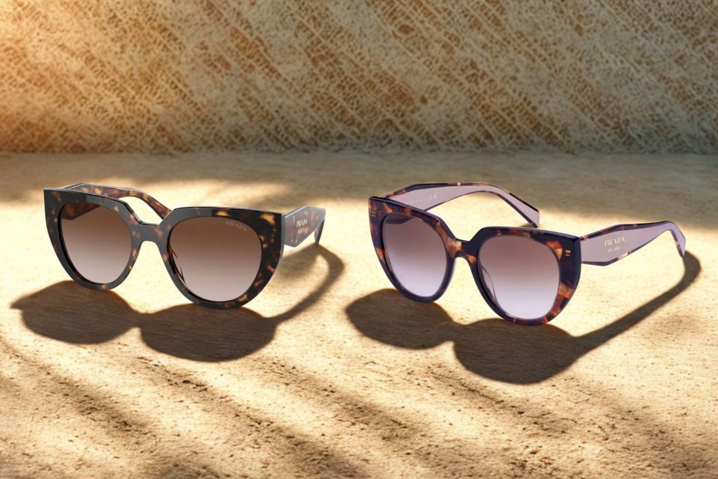 Prada PR 14WS oversized cat eye sunglasses featuring tortoiseshell frames