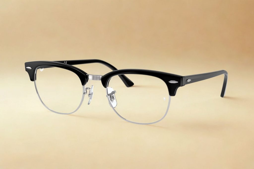 Ray-Ban RX5154 CLUBMASTER eyeglasses featuring black and silver frames