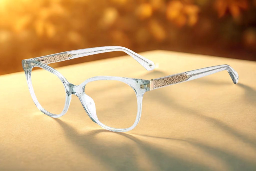 Kate Spade PAYTON transparent glasses featuring gold detailing