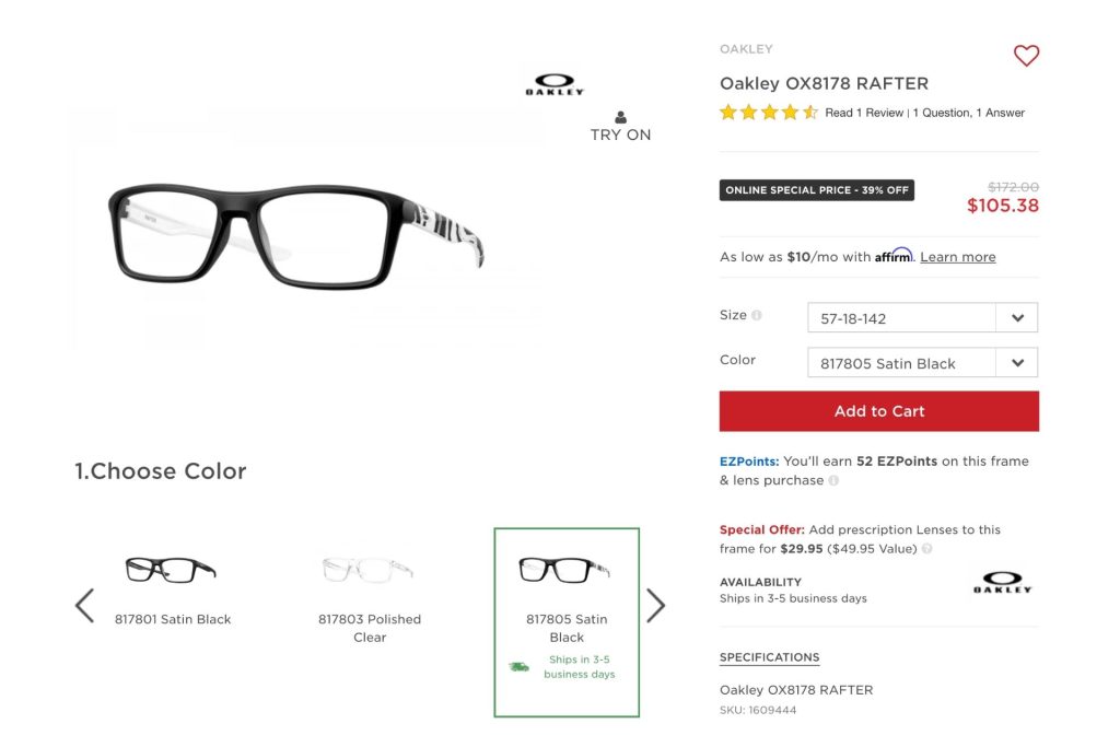 Authentic Oakley mens designer eyeglasses on sale