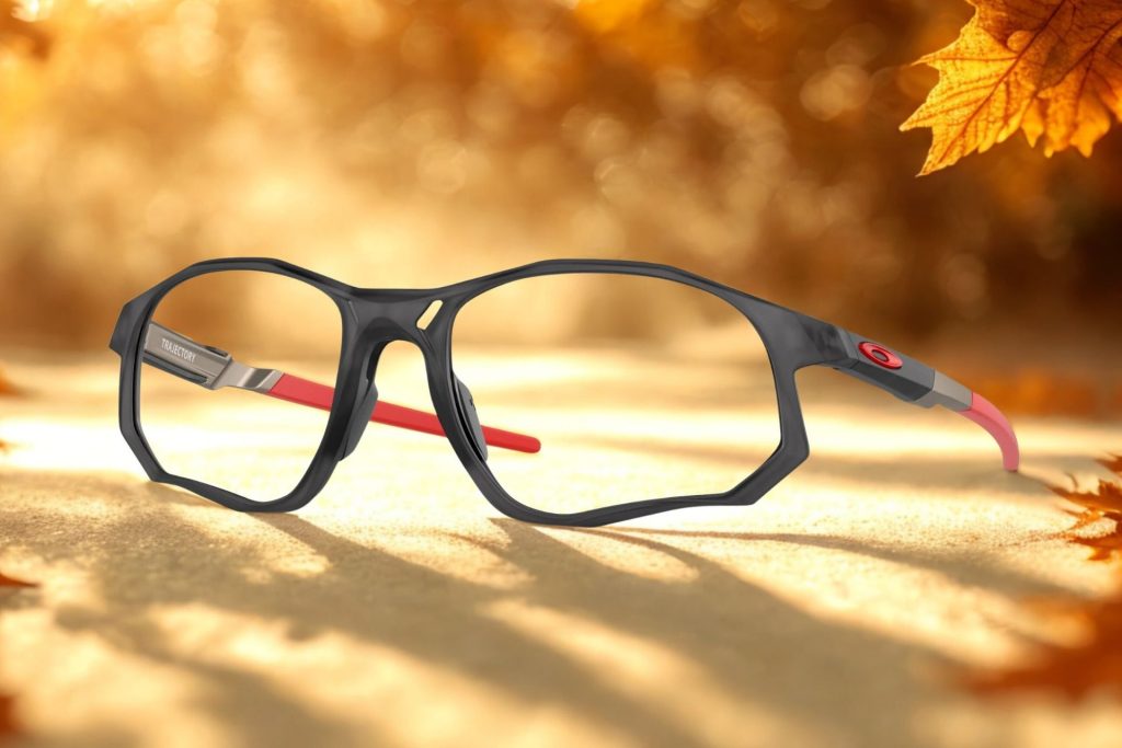 Oakley OX8171 TRAJECTORY sporty glasses featuring black and red frames