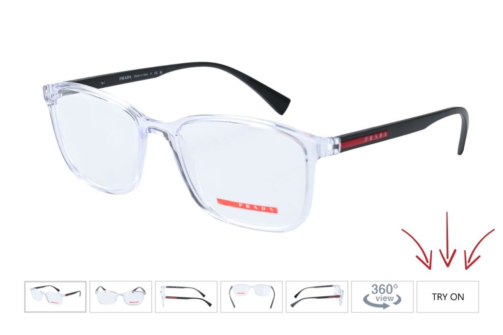 Prada Linea Rossa PS 04IV LIFESTYLE glasses featuring transparent frames