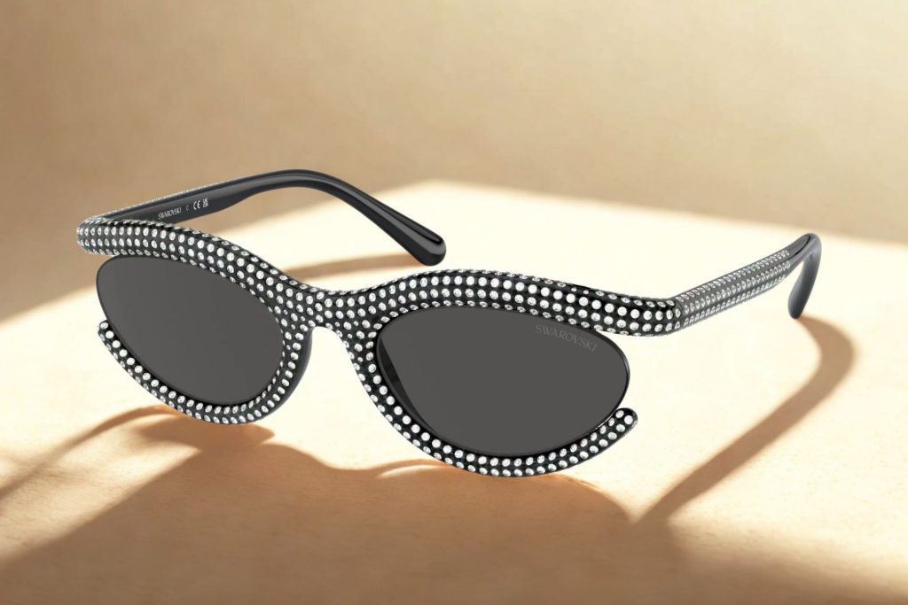 Swarovski SK6006 oval sunglasses featuring jewel-encrusted frames