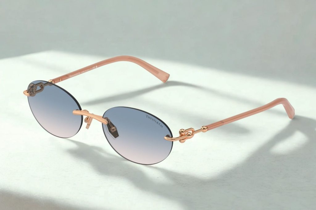 Tiffany TF3104D oval rimless sunglasses featuring tinted lenses