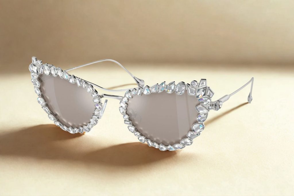 Swarovski SK7011 cat eye sunglasses featuring diamond frames