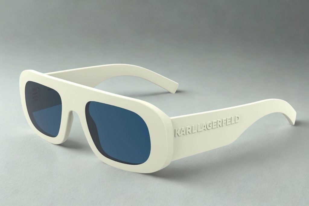 Karl Lagerfeld KL6188S sunglasses featuring white frames and tinted blue lenses