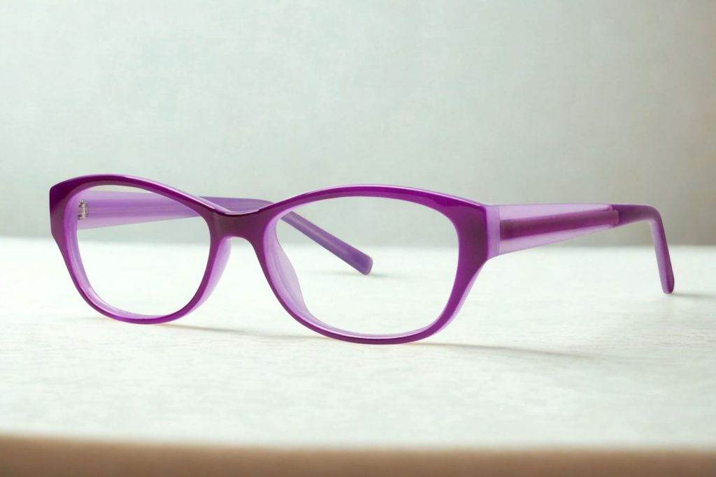 Wiliwili BALLOTA eyeglasses featuring purple frames