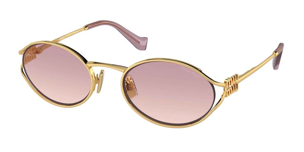 Miu Miu MU 52YS oval sunglasses featuring pink lenses
