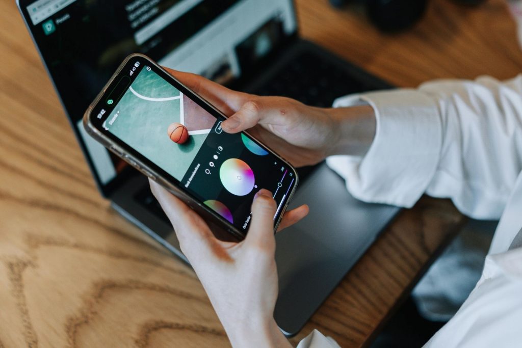 Person using multiple screens