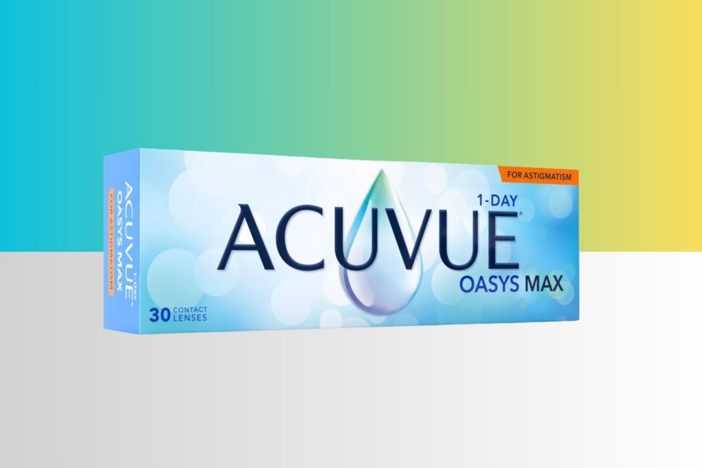 A box of ACUVUE OASYS MAX 1-Day for ASTIGMATISM