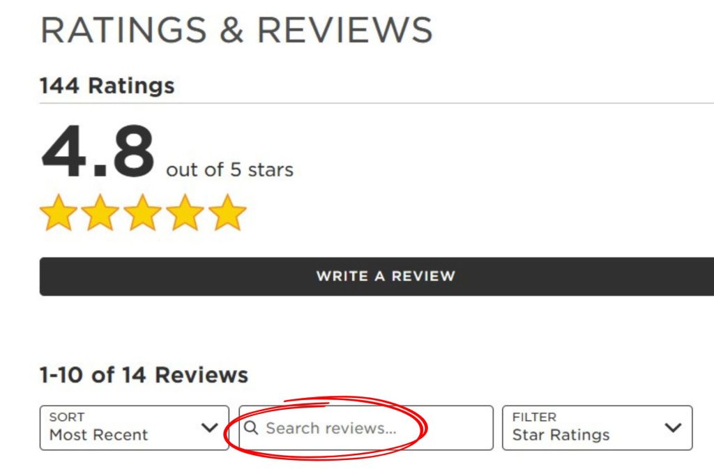 EZContacts reviews search bar