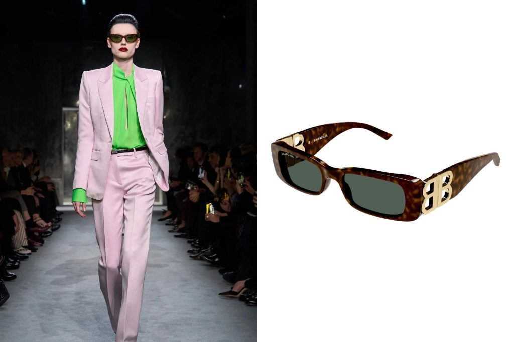 Balenciaga BB0096S rectangular sunglasses featuring tortoise frames