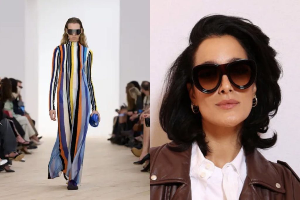 Loewe catwalk model and singer Levante wearing oversized sunglasses