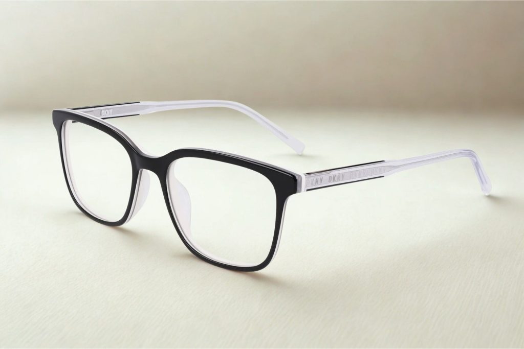 DKNY DK5065 glasses featuring black and white frames
