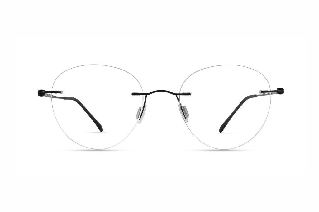 Rimless round glasses with a titanium bridge and temple armsRimless round glasses with a titanium bridge and temple arms