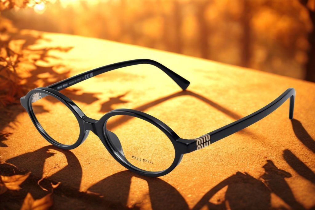 Miu Miu MU 01XV oval glasses featuring black frames