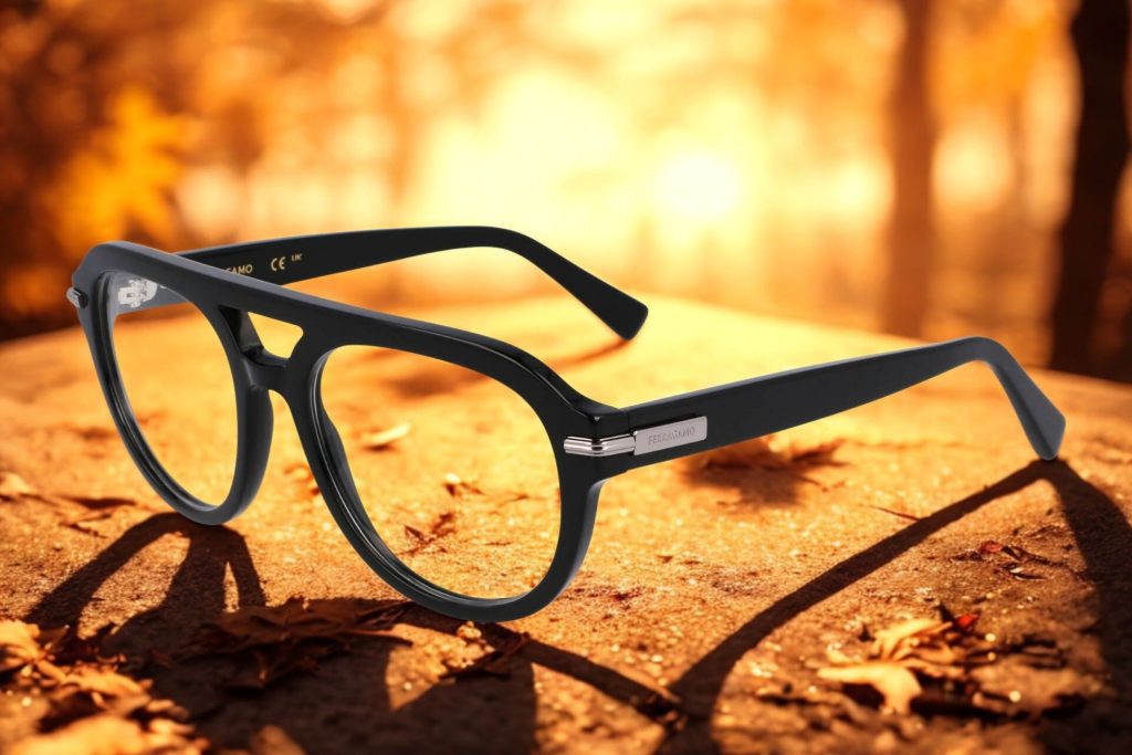 Salvatore Ferragamo SF3016 aviator glasses featuring thick black frames