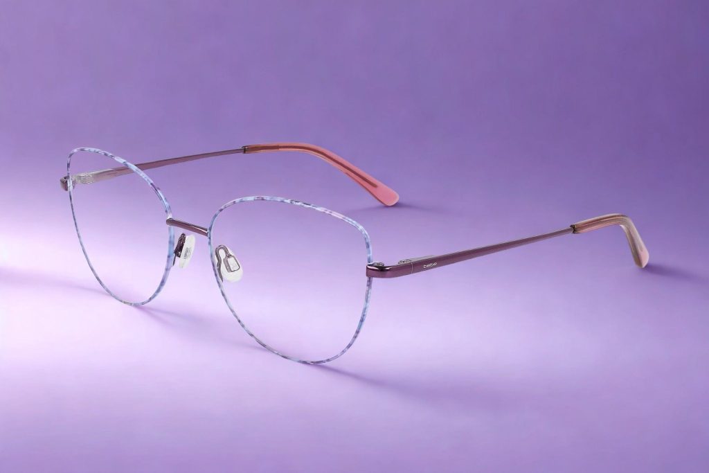 Bebe BB5207 glasses featuring metal purple frames