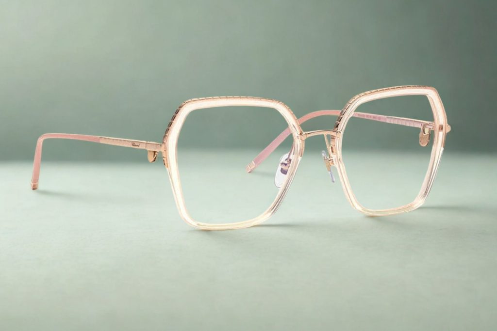 Chopard IKCHG28 geometric glasses featuring copper gold frames