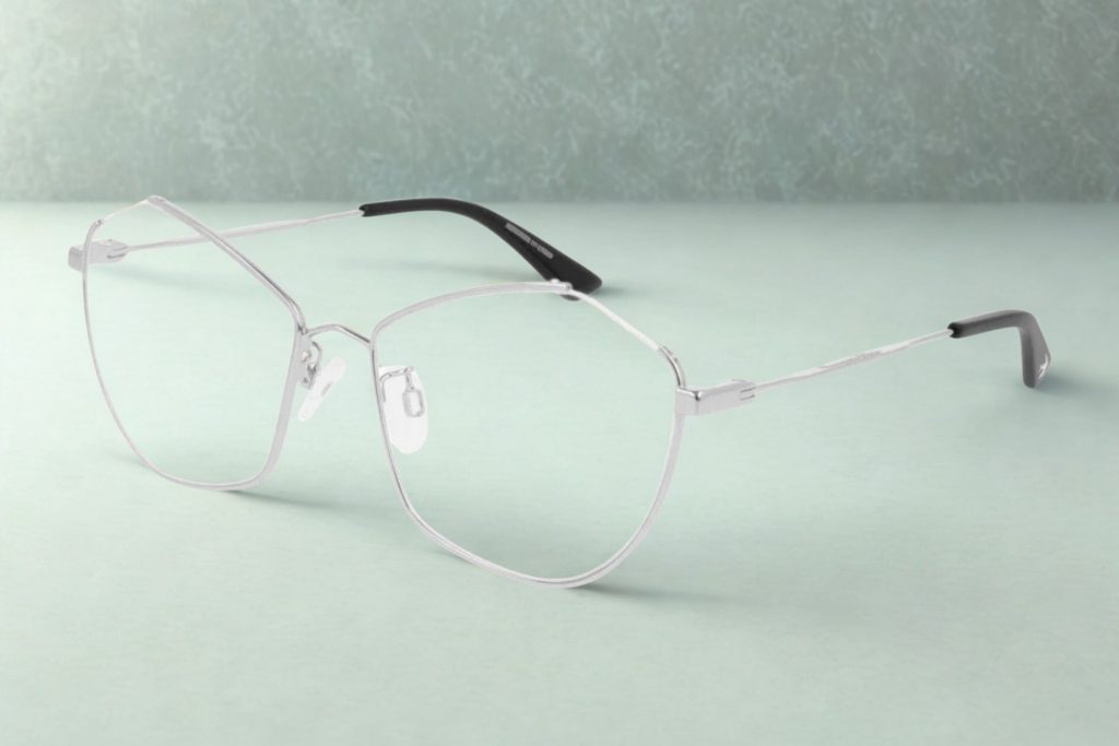 Mcq MQ0262O geometric glasses featuring silver frames