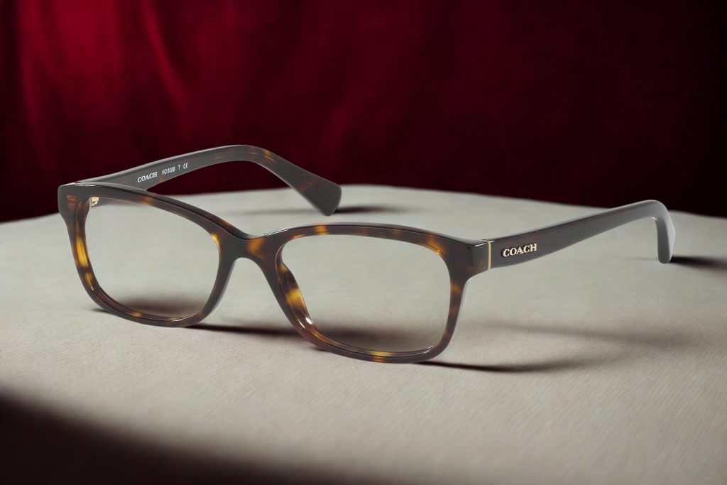 Coach HC6089 tortoiseshell glasses featuring rectangular frames