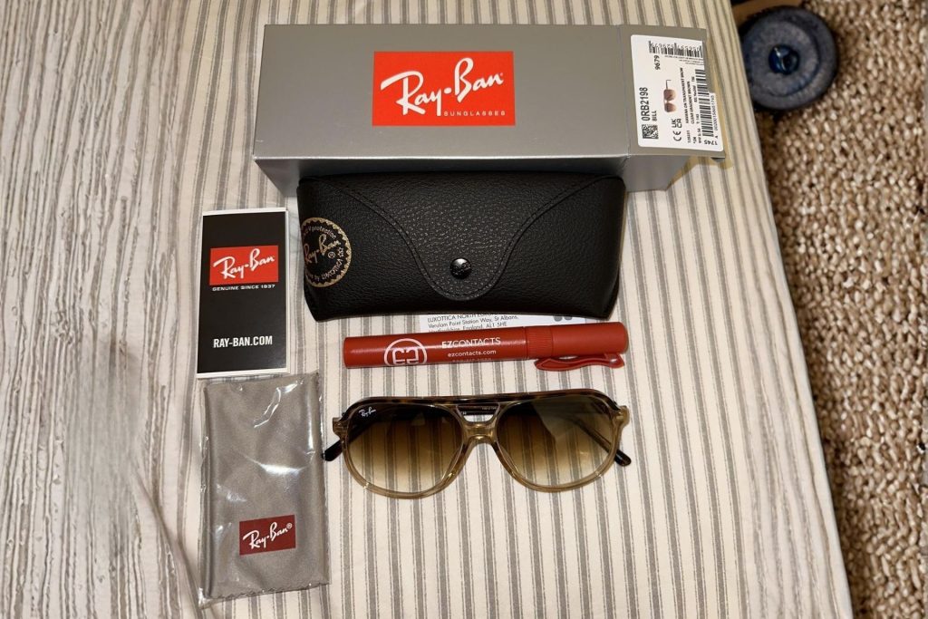 Ray-Ban packaging and sunglasses