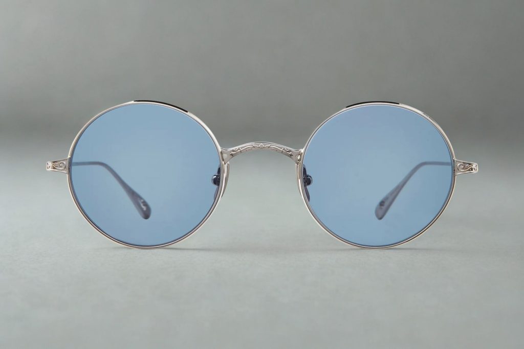 Platinum/Semi-Flat Indigo round sunglasses