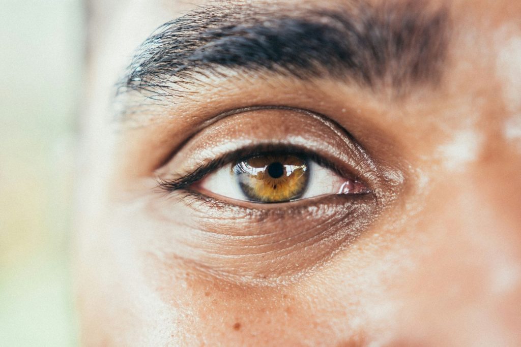 Man with hazel-brown eyes