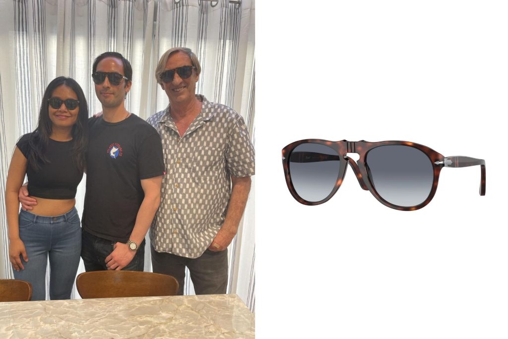 Persol PO0649 sunglasses featuring blue-tinted lenses