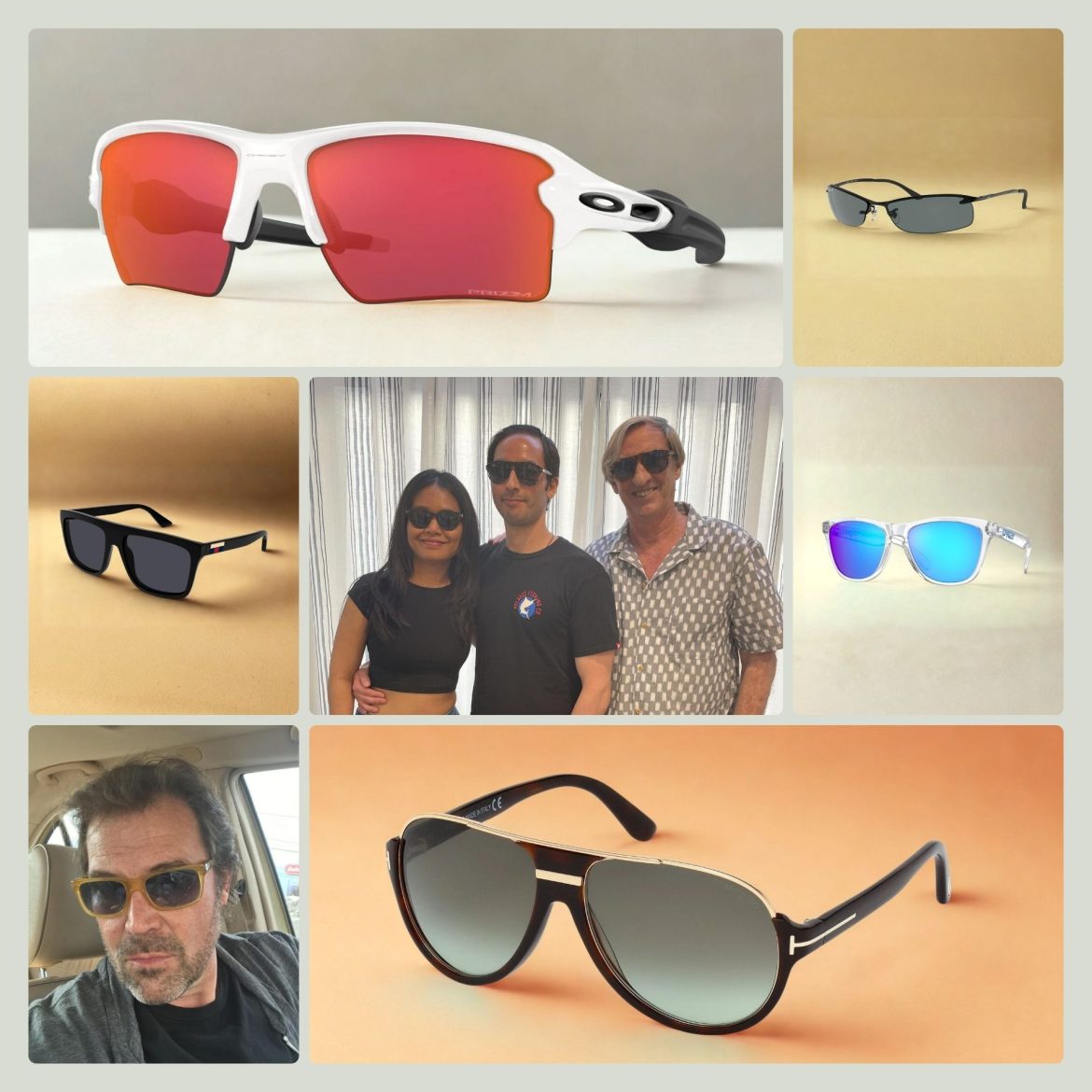 Collage of men’s designer sunglasses