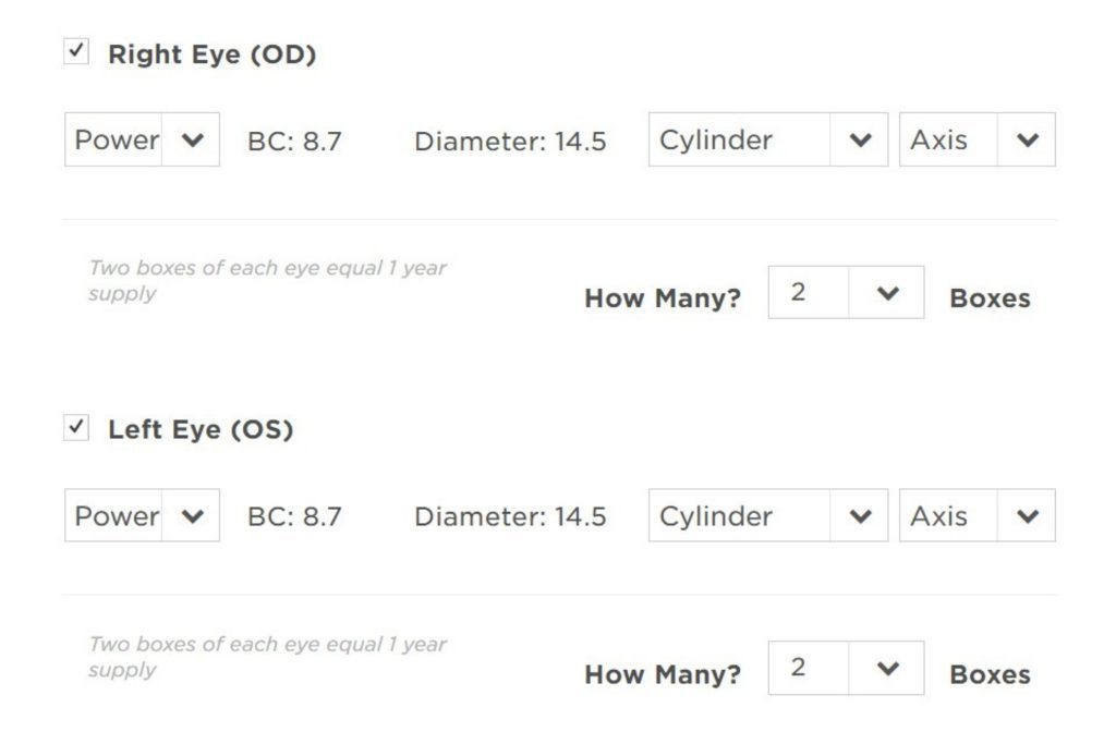 Contact lens form for toric contacts
