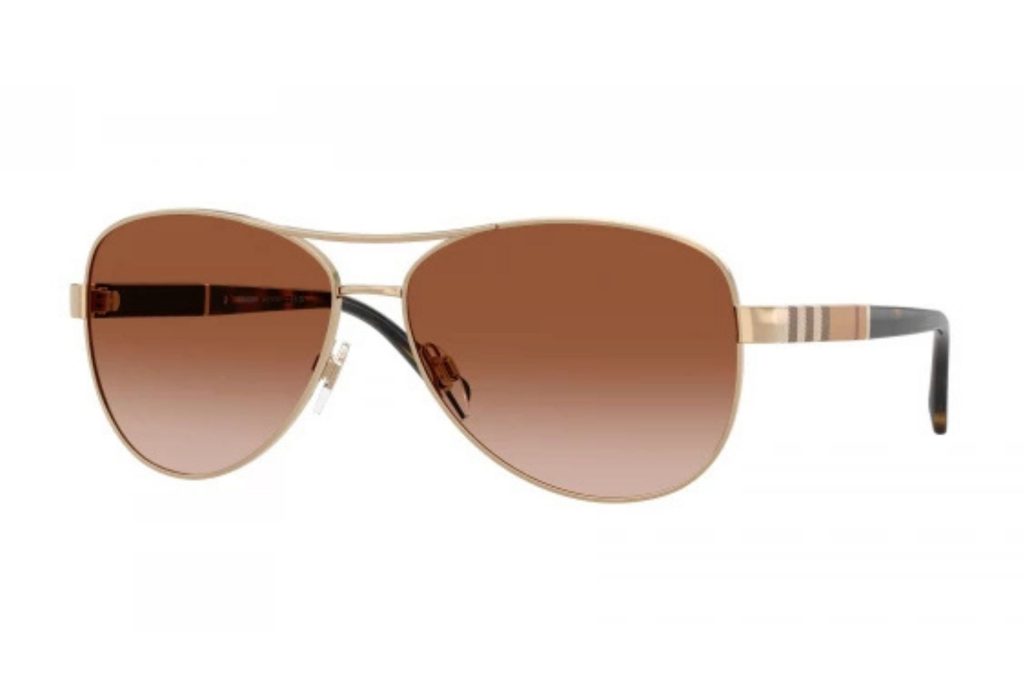 Burberry BE3080 double-bridged sunglasses featuring gold frames