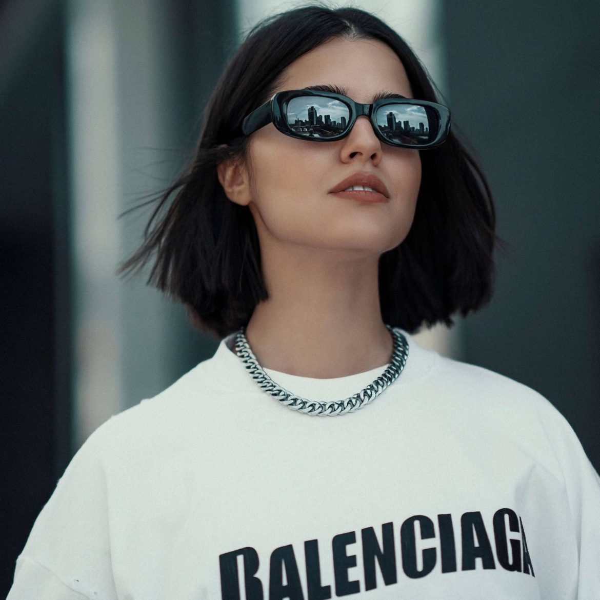 Woman in Balenciaga Sunglasses